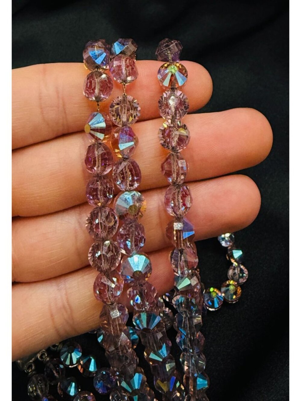 Rare Find Vintage 1950s-60s Aurora Borealis Crystal Multi-Strand Necklace - Picture 4 of 6